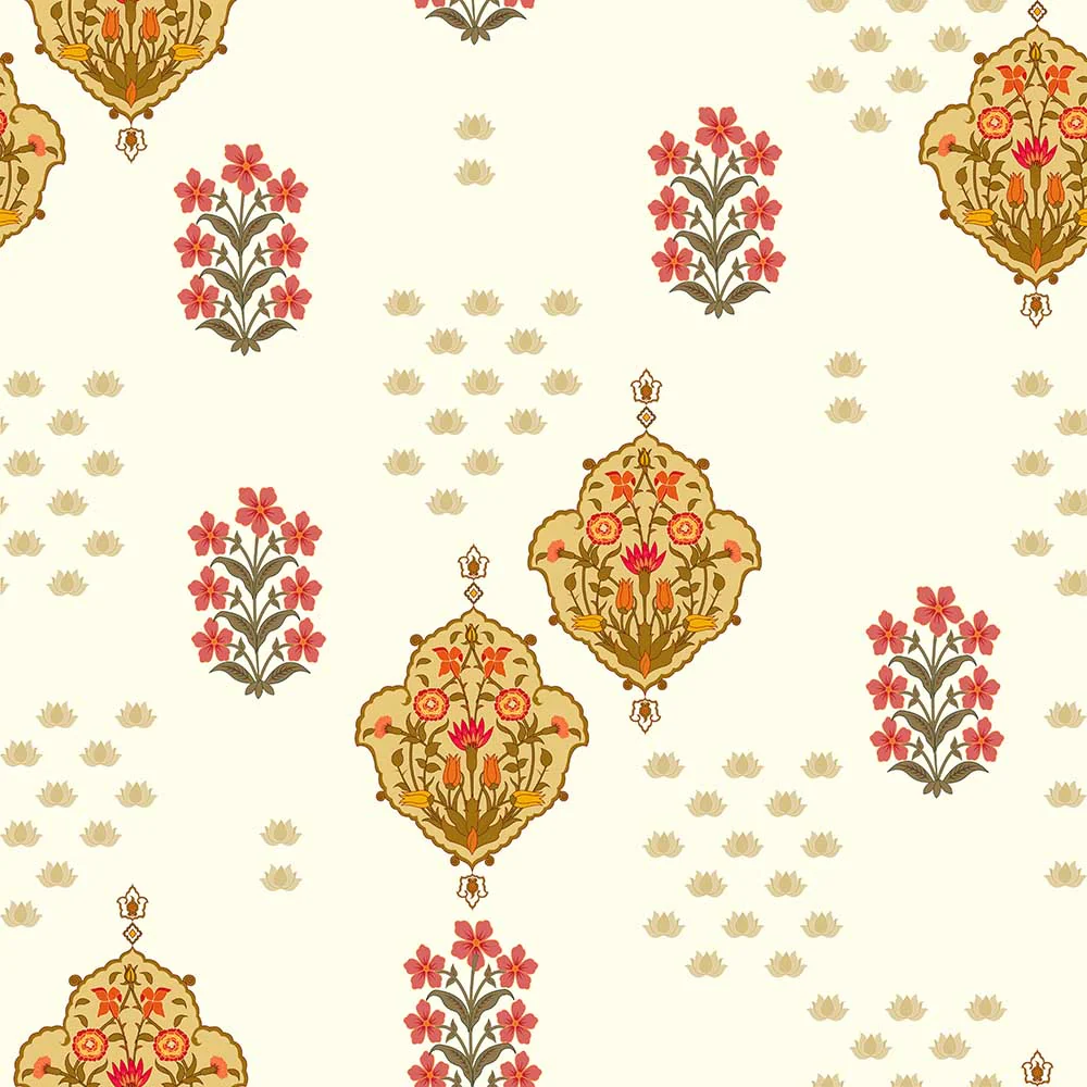Cream Mughal Buti (KM 4015)