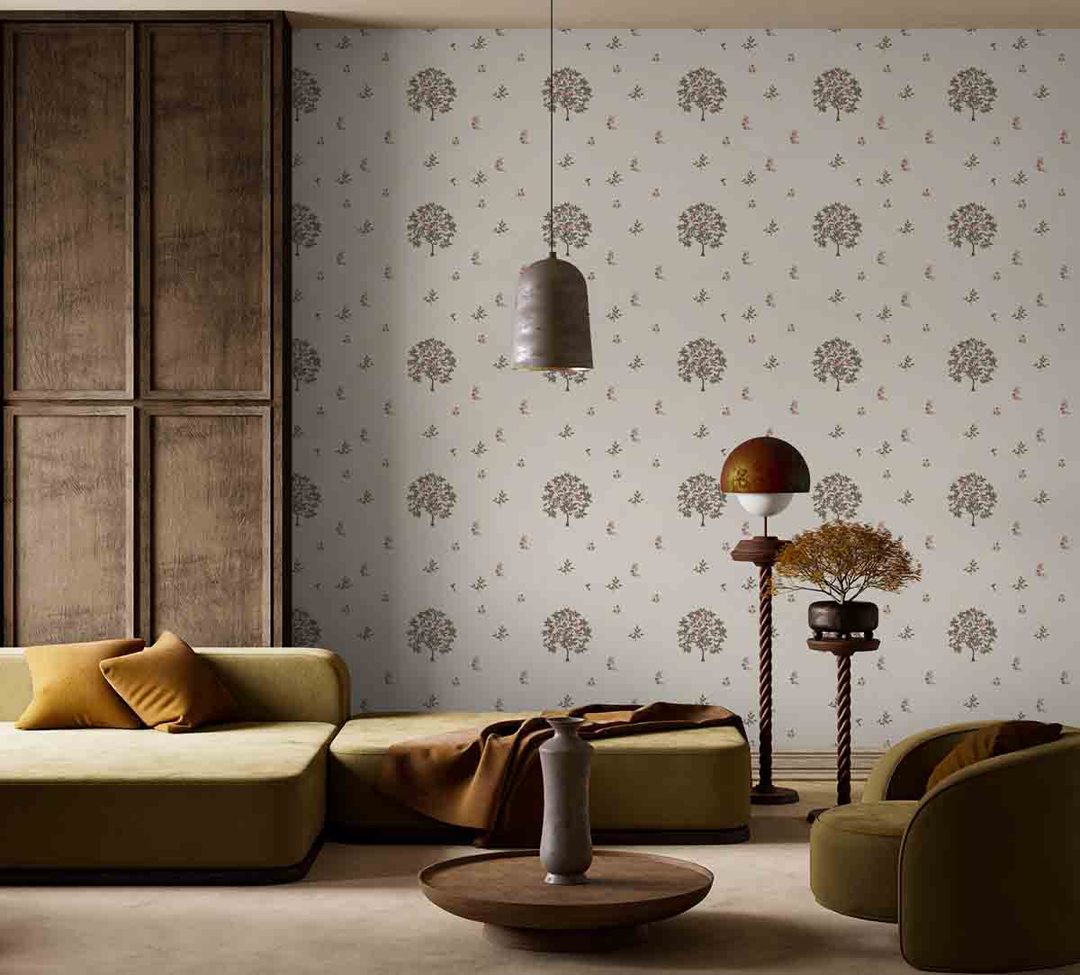 Cream Pome and Prinia Wallpaper (NRV 654) - Image 2