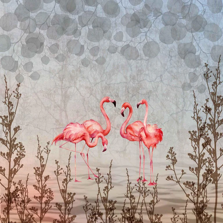 Flamingo Gathering Wallcovering (ART 116)