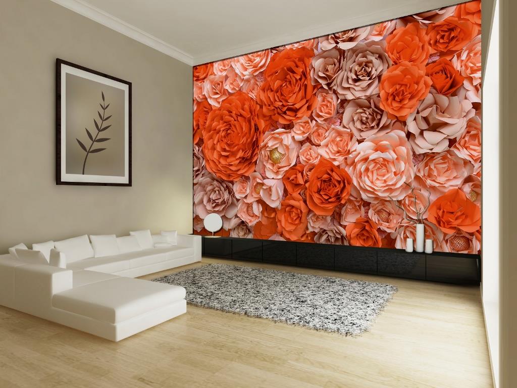 Peach & Coral Paper Roses ( NAT 151 ) - Image 2