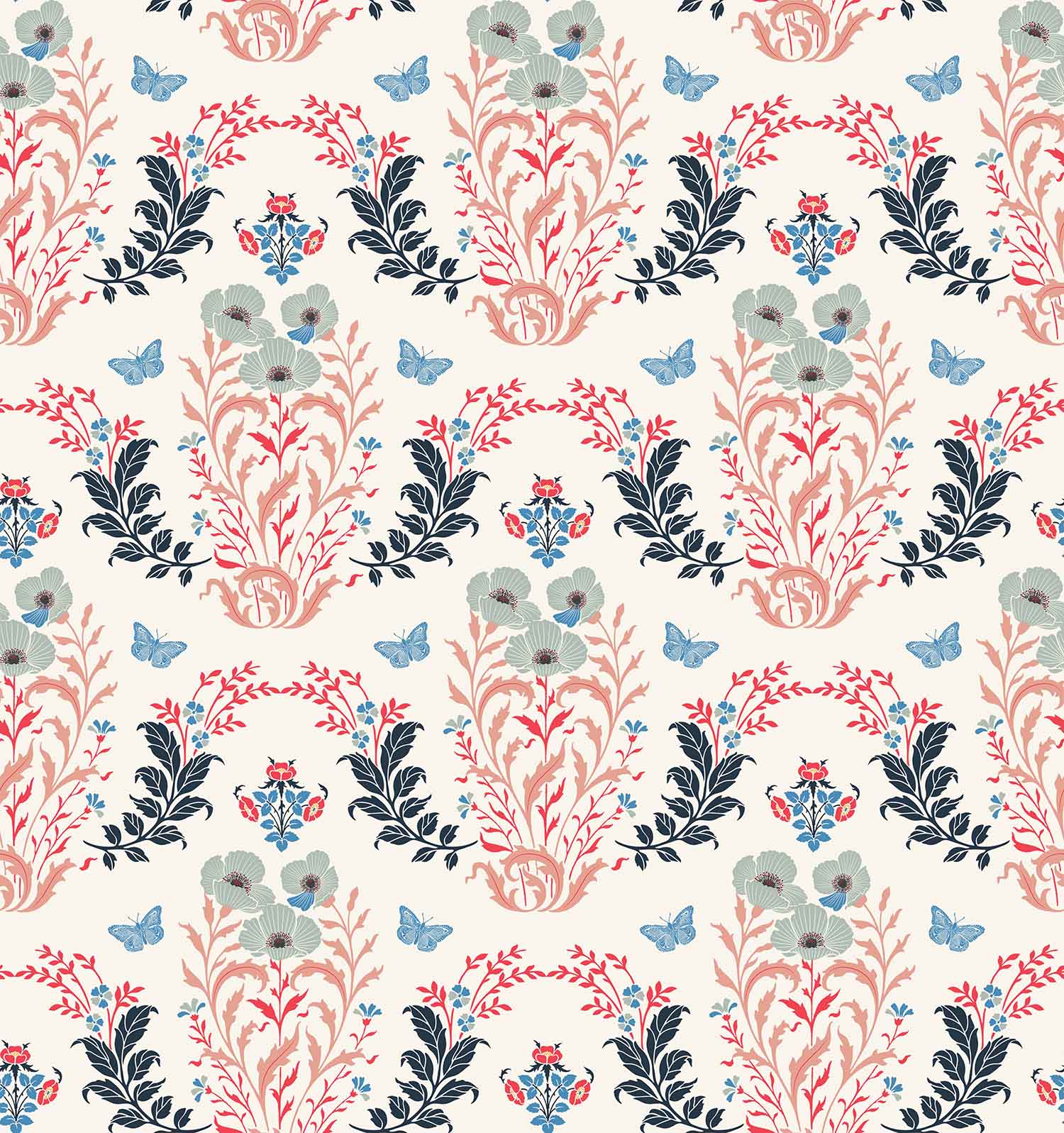 Poppy Love(Off-White,Slate Blue) (PS 144)